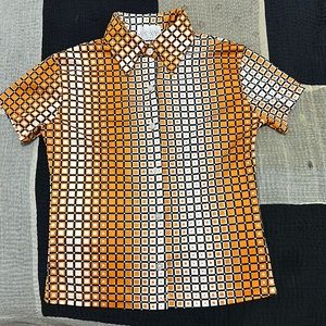 Vintage pixel trippy button down